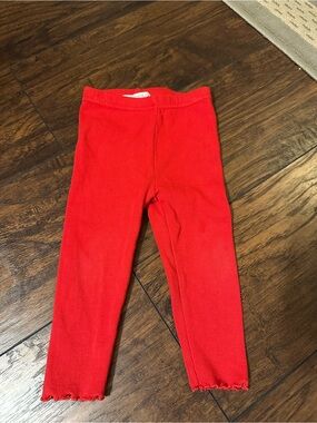 Kids Red Ribbed Leggings - Stretchy Comfort